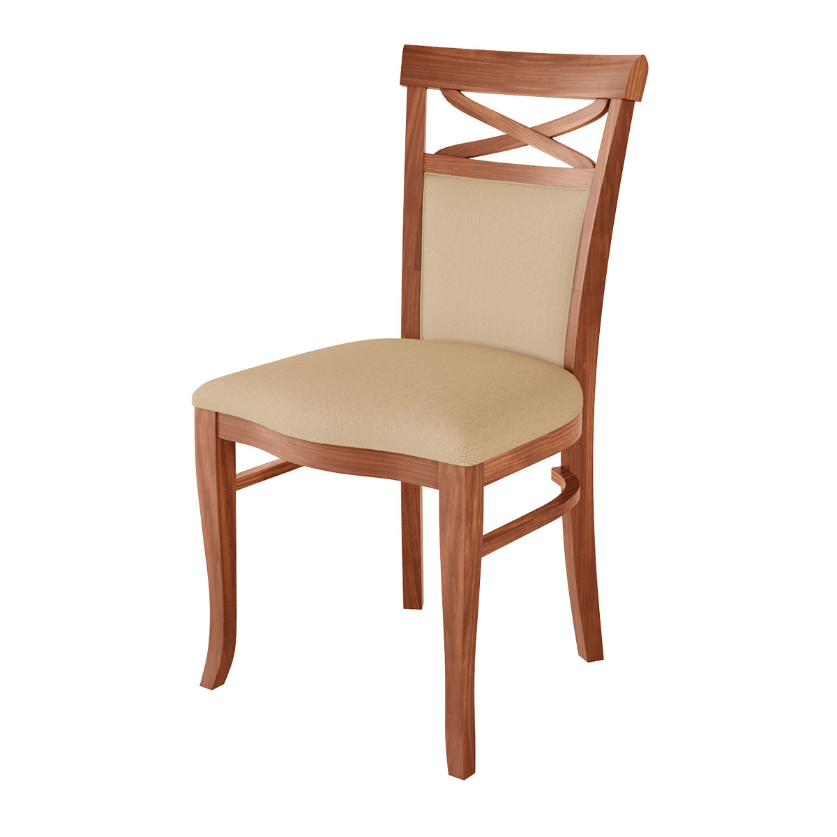 Cadeira de Jantar Estofada Copacabana 52 x 101 Cm Madeira Maciça Imbuia Linho Bege L54 - RMI