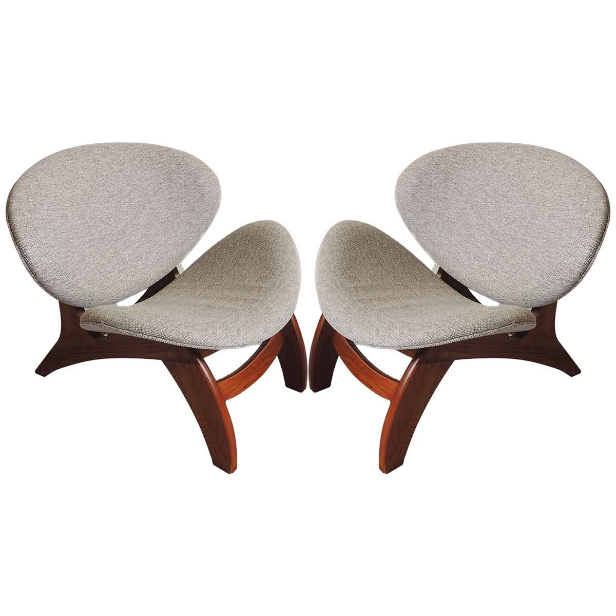 Kit 2 Poltronas Decorativa Estofada Para Sala Pérola 76 Cm Pés Madeira Linho Rústico Cinza L62