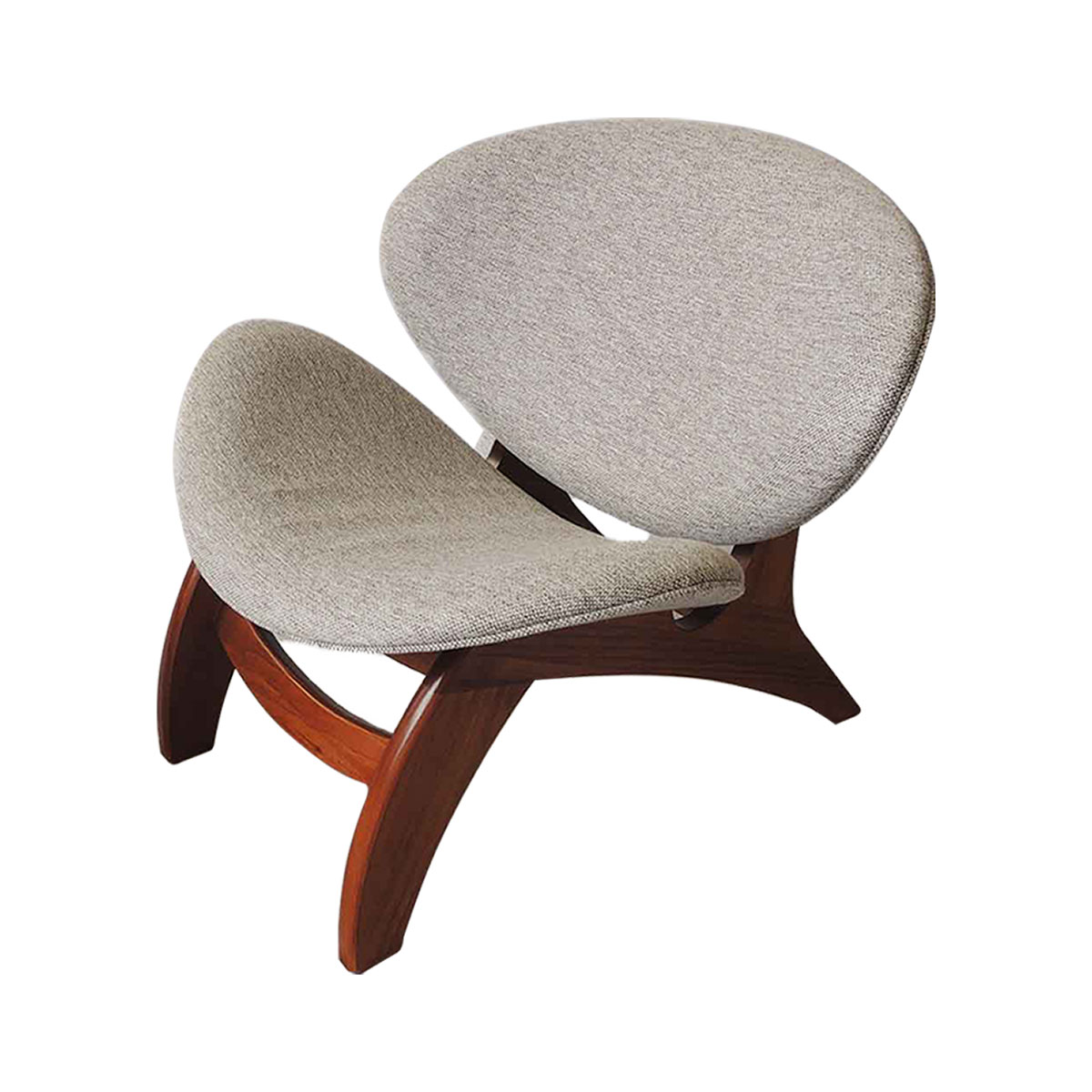 Kit 2 Poltronas Decorativa Estofada Para Sala Pérola 76 Cm Pés Madeira Linho Rústico Cinza L62 - Imagem 2