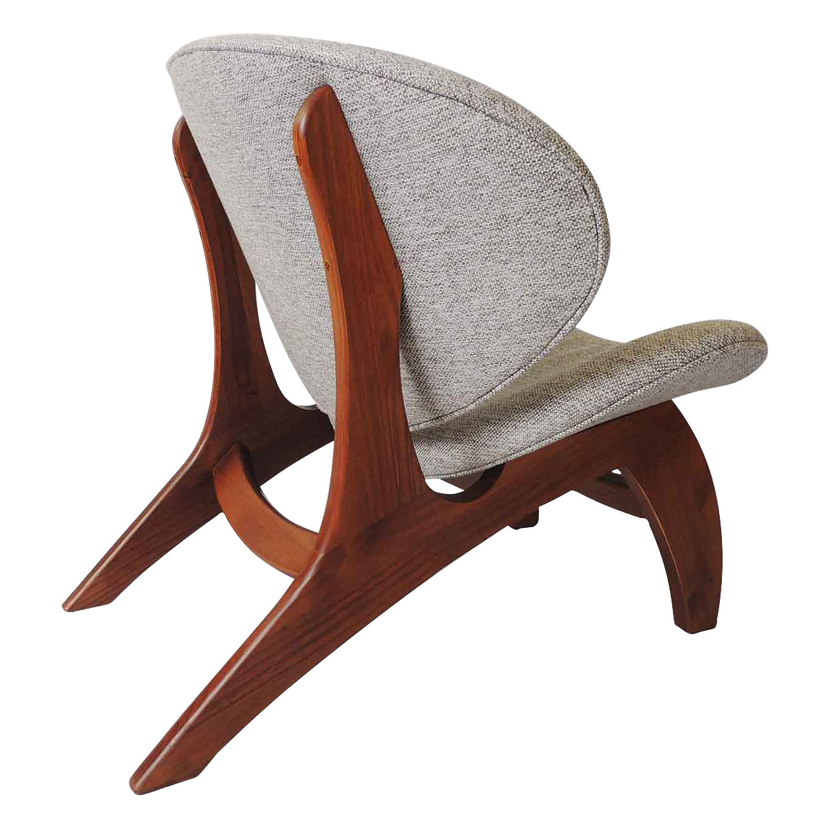 Kit 2 Poltronas Decorativa Estofada Para Sala Pérola 76 Cm Pés Madeira Linho Rústico Cinza L62 - Imagem 4