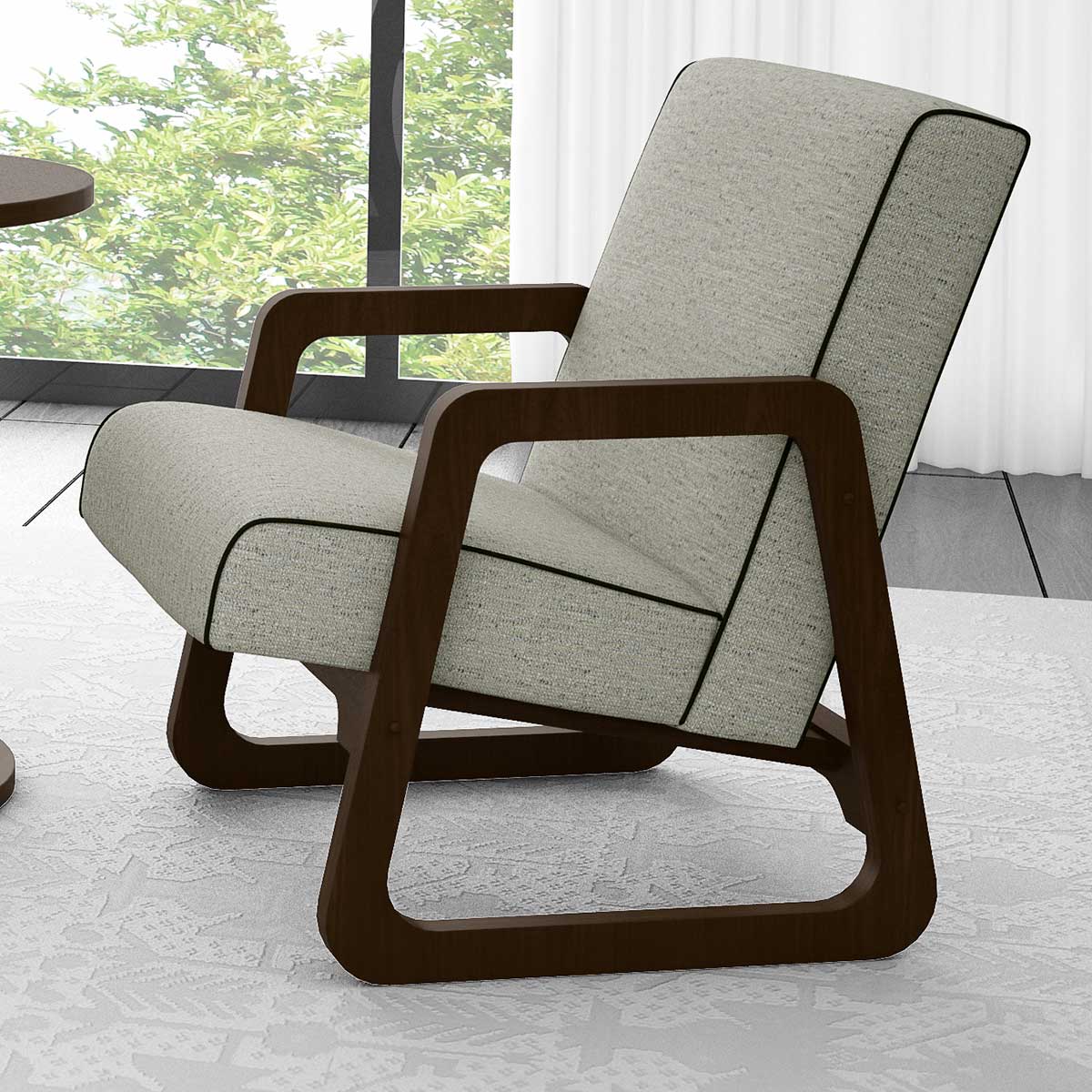 Kit 2 Poltronas Estofada Para Sala Agatha 70 Cm Pés Madeira Capuccino Cinza L62 - Imagem 3