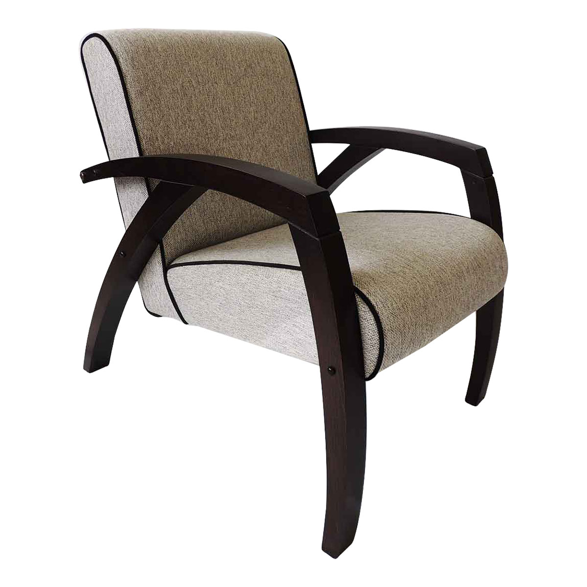 Kit 2 Poltronas Estofada Para Sala Onix 66 Cm Pés Madeira Cappuccino Cinza Claro L62 - Imagem 2