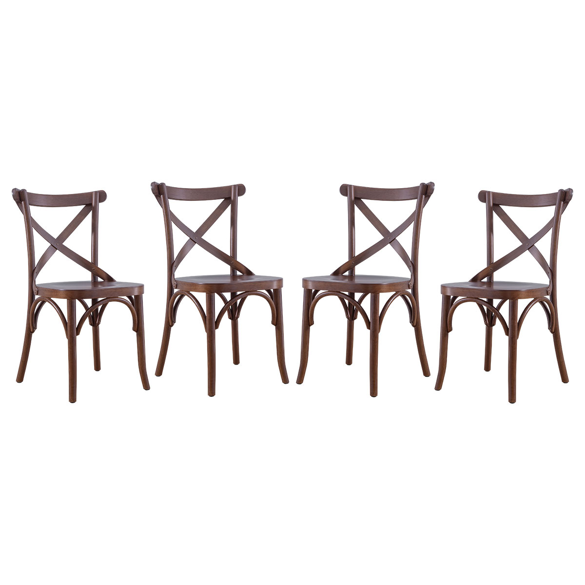 Kit 4 Cadeiras para Mesa de Jantar Espanha 43 x 86 x 55 Cm Madeira Maciça Tauari Verniz Imbuia