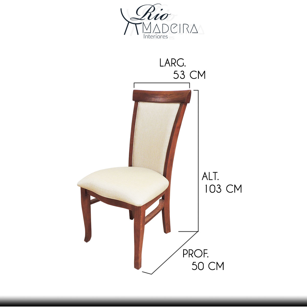 Kit 6 Cadeiras de Jantar Estofada Mônaco 53 x 103 Cm Madeira Maciça Imbuia Linho Bege - RMI - Imagem 2