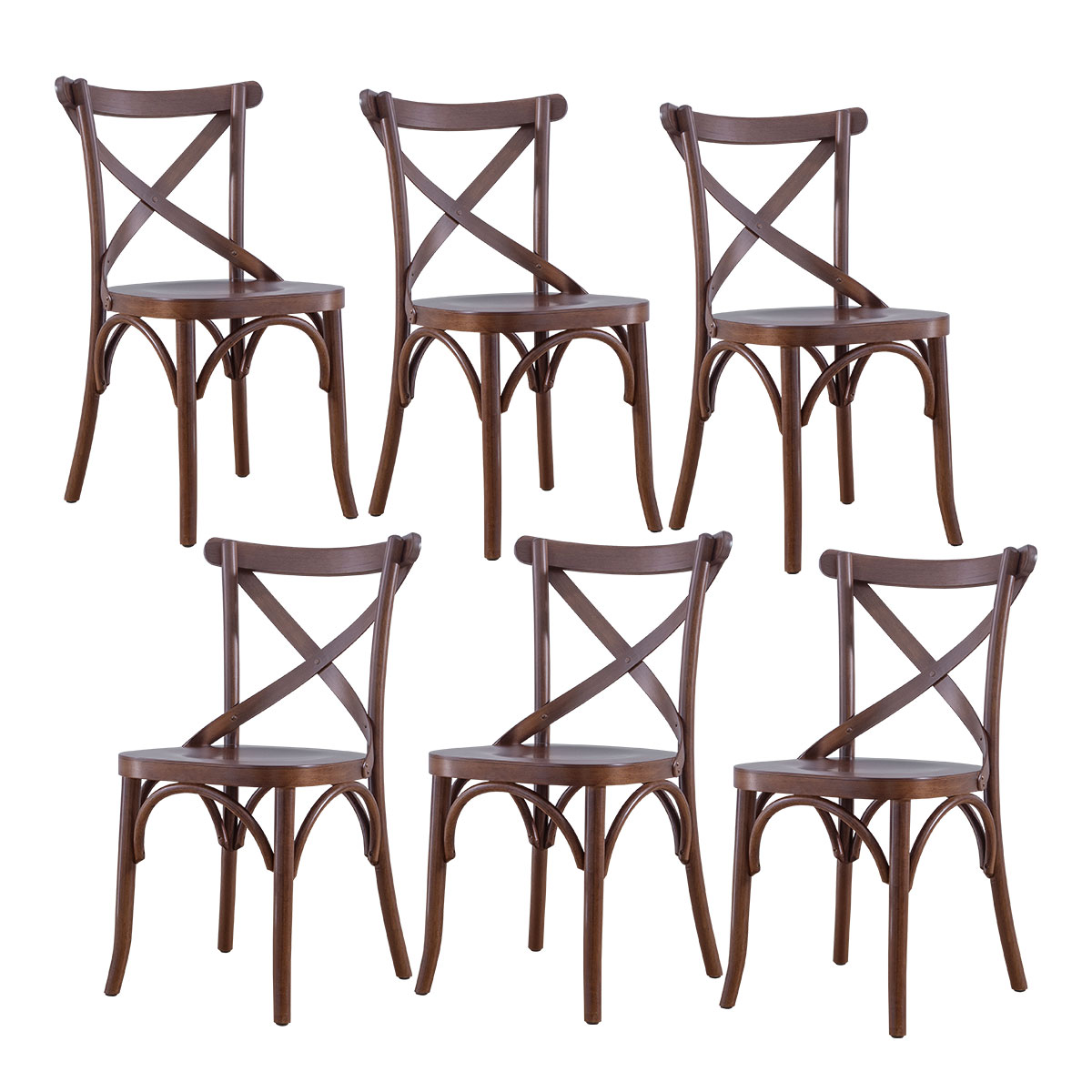 Kit 6 Cadeiras para Mesa de Jantar Espanha 43 x 86 x 55 Cm Madeira Maciça Tauari Verniz Imbuia