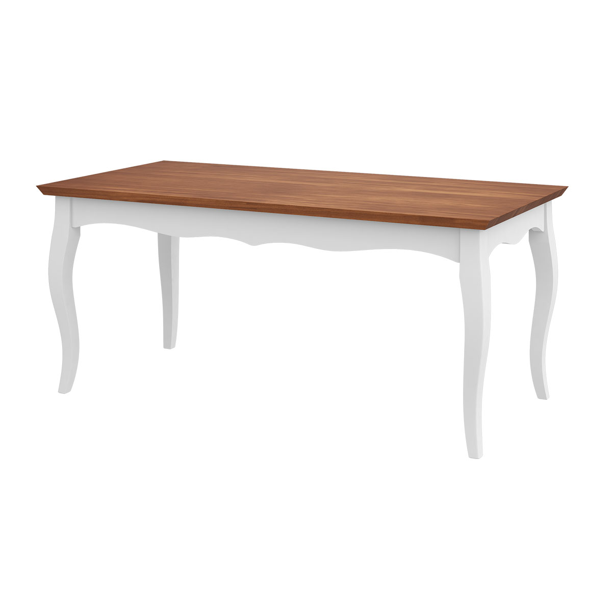 Mesa de Jantar 6 Lugares Imperial Clássica Luiz XV 160Cm Italy Madeira Maciça Imbuia Branco Laca